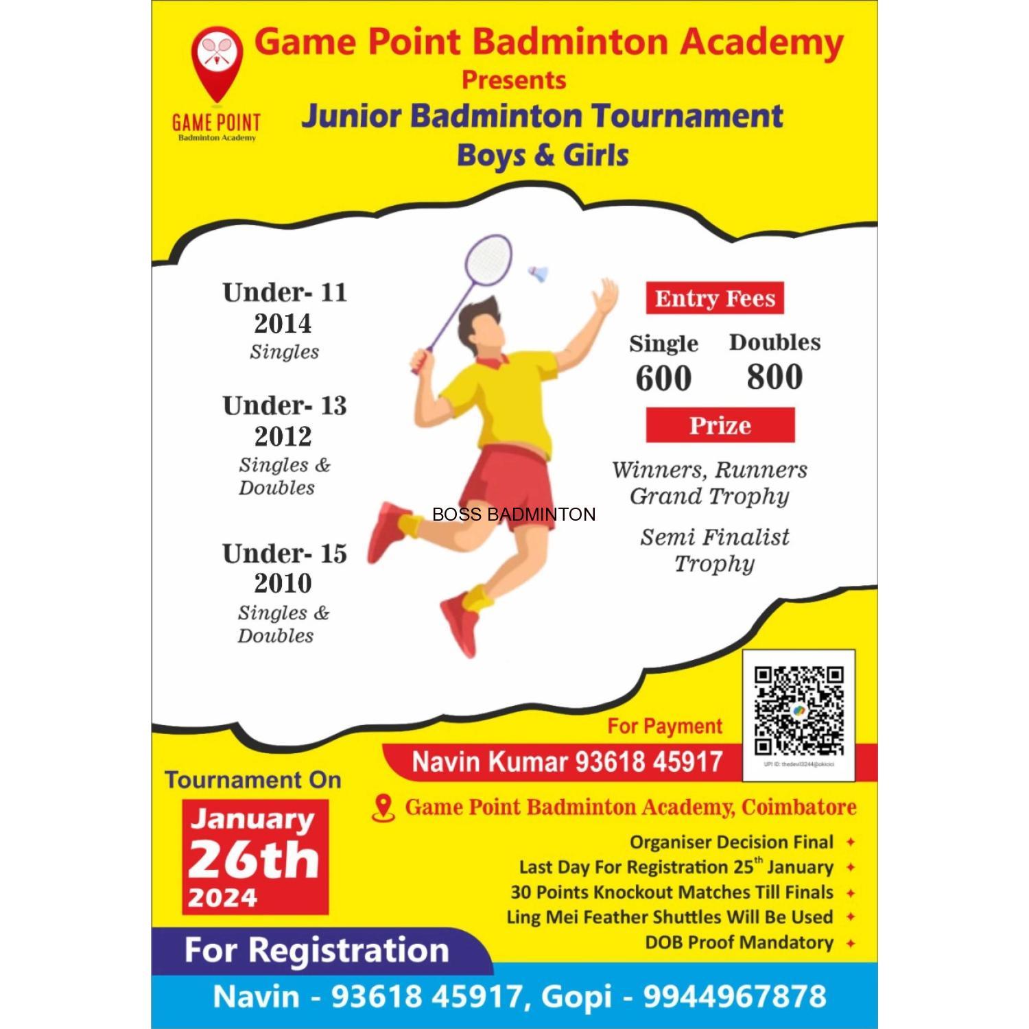 Game Point Badminton Academy - Junior Badminton Tournament