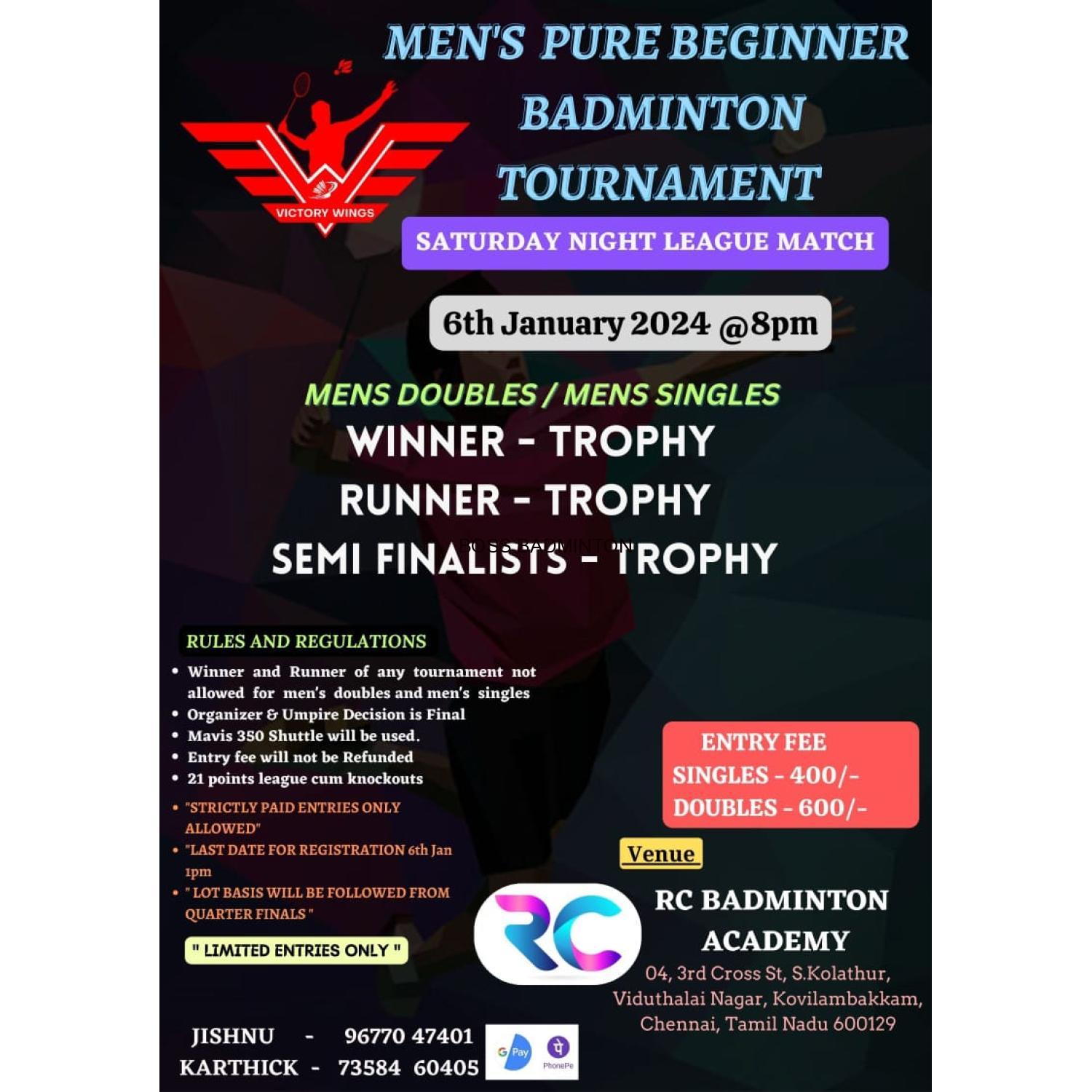 RC  Badminton Academy - Men's Pure Beginner